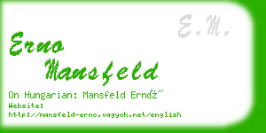 erno mansfeld business card